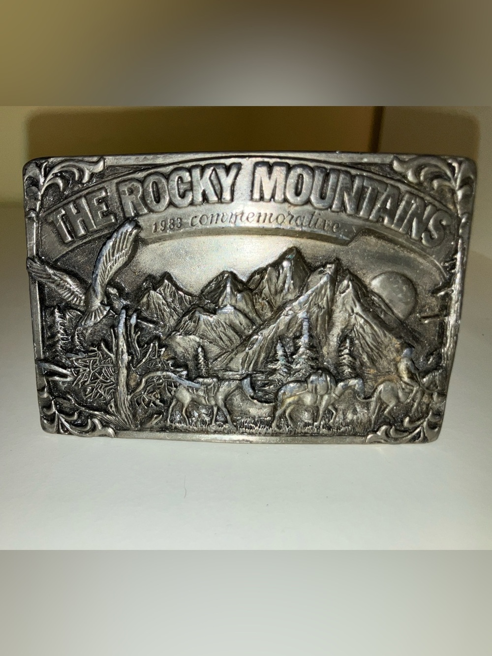 Siskiyou vintage Rocky Mountains buckle silver belt buckle 1983 limited edition
